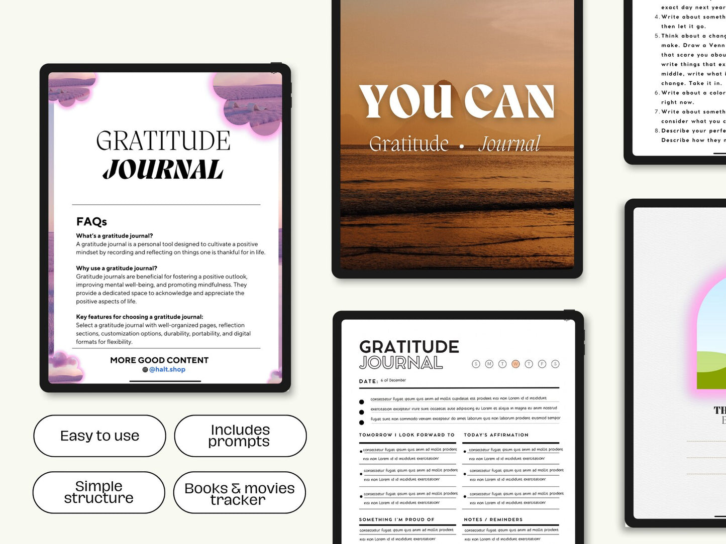 Plantillas de Goodnotes para el diario de gratitud digital | Autocuidado y productividad