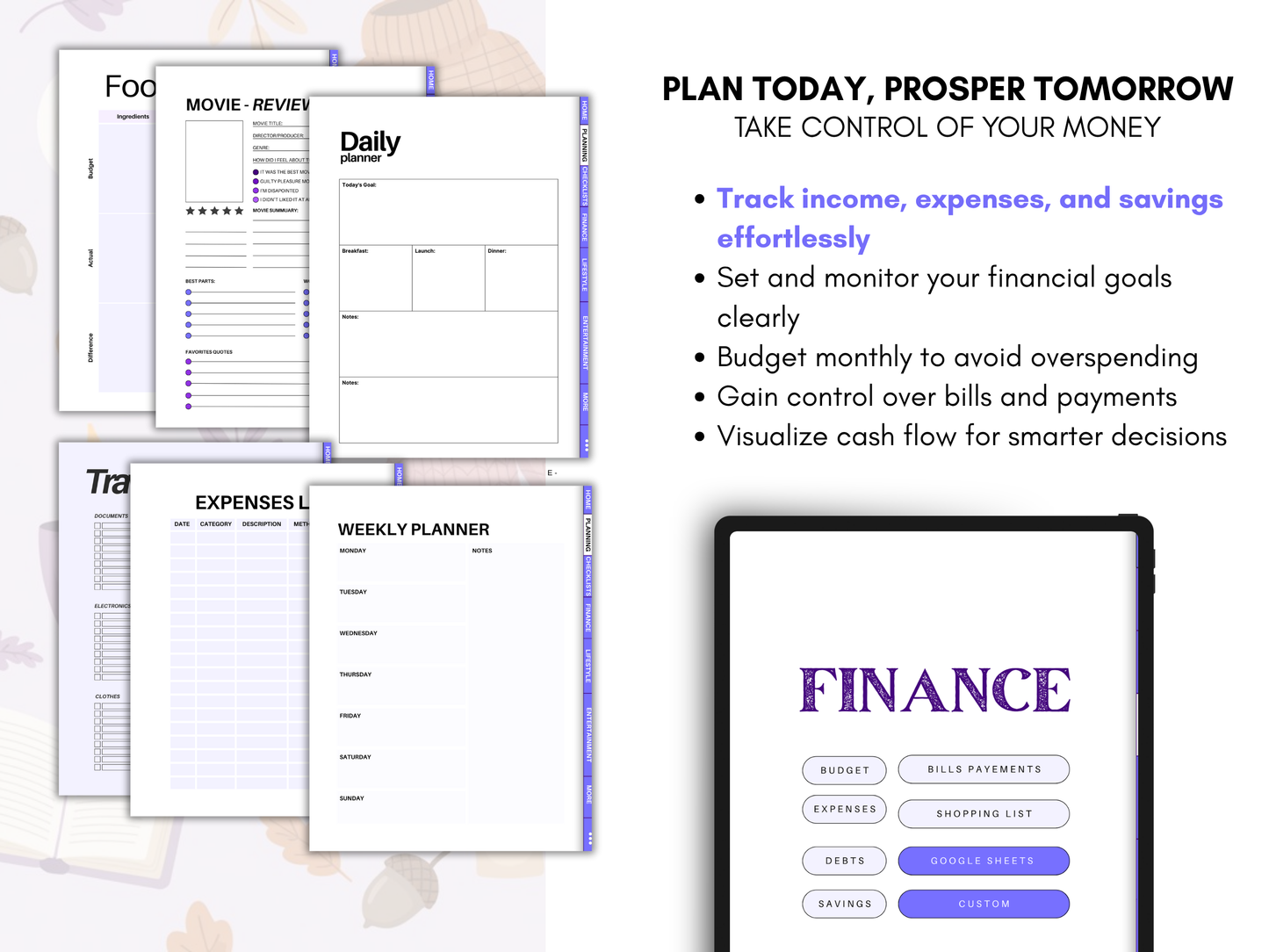 2025-2026 All-in-One Undated Autumn Digital Planner