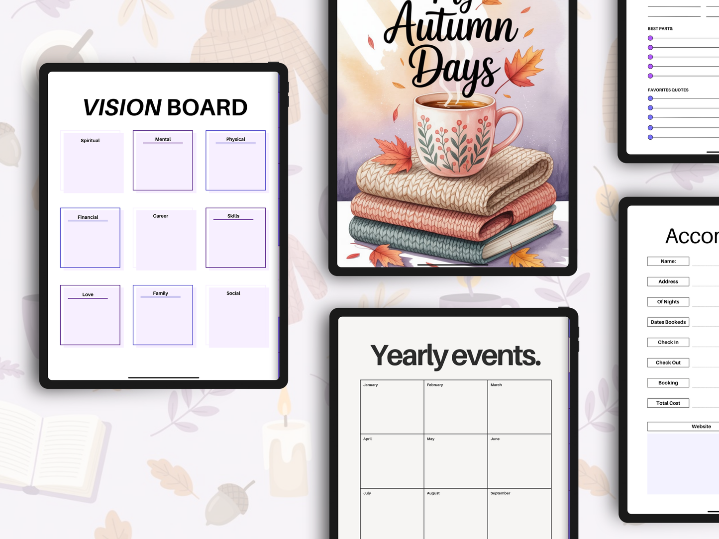 2025-2026 All-in-One Undated Autumn Digital Planner