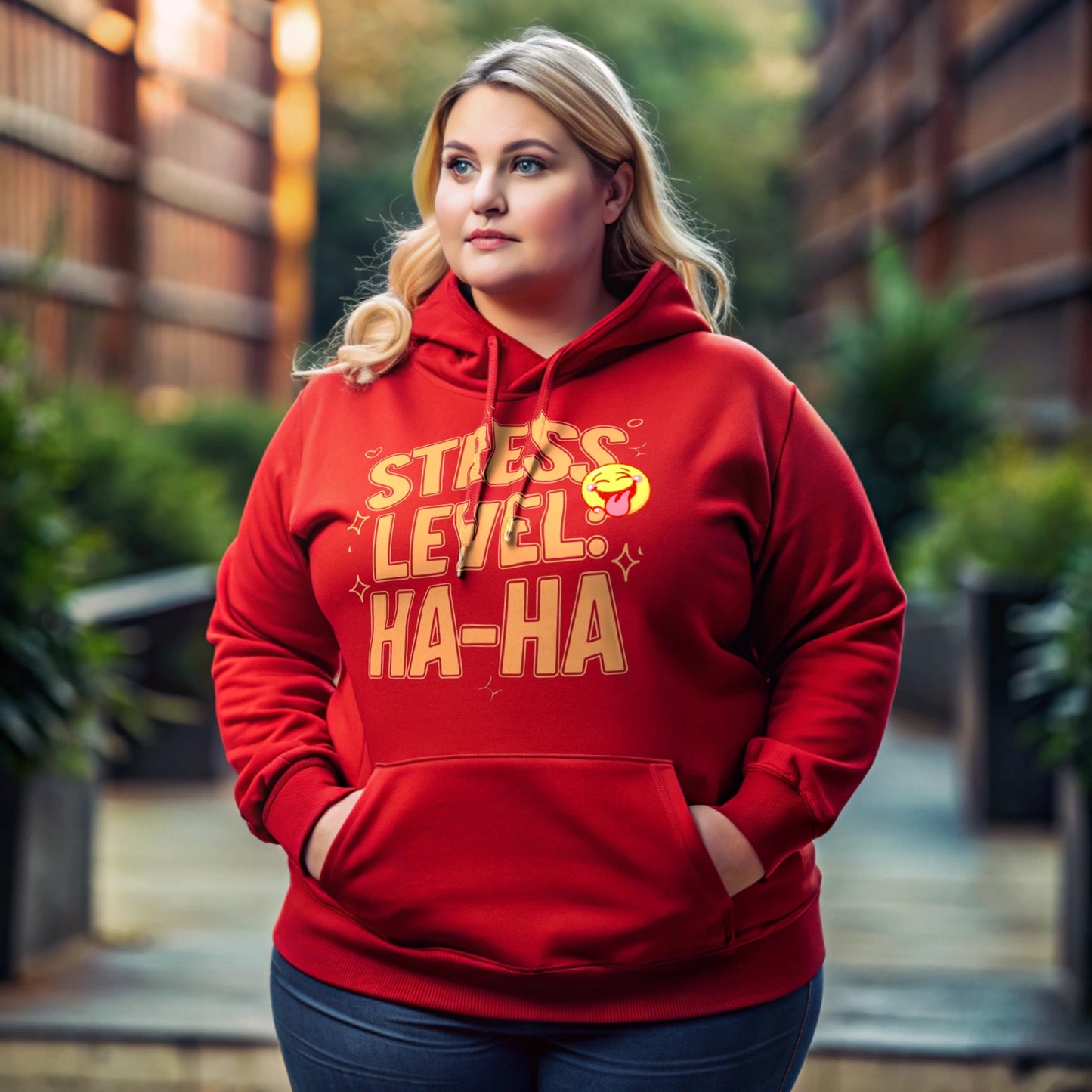 “Stress Level . Ha-Ha” Classic Unisex Pullover Hoodie