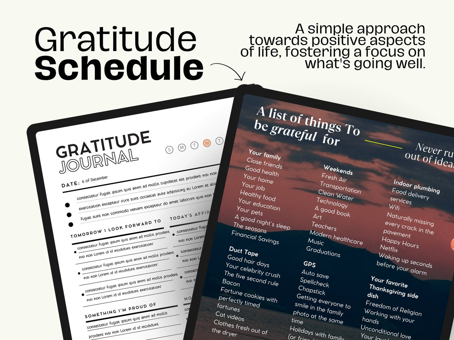 Digital Gratitude Journal Goodnotes Templates | Self Care & Productivity