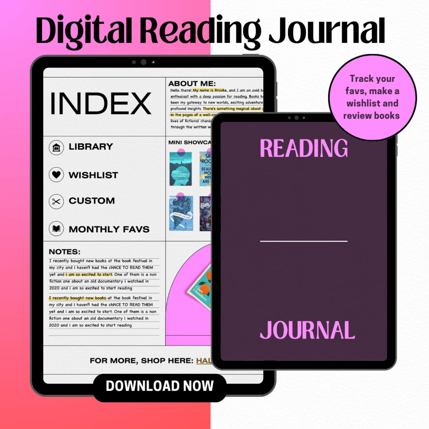 Digital Reading Journal for Tracking and Reviewing Books