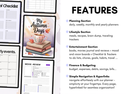 2025-2026 All-in-One Undated Autumn Digital Planner