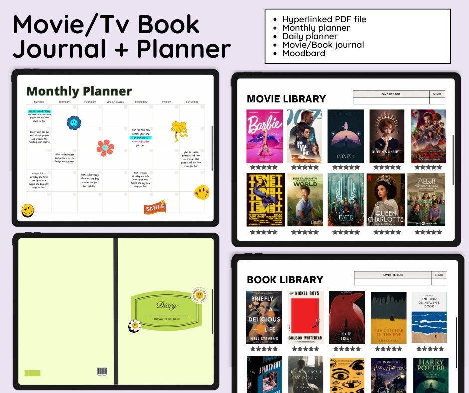 Digital Daily Planner Templates for Productivity and Movie Lovers